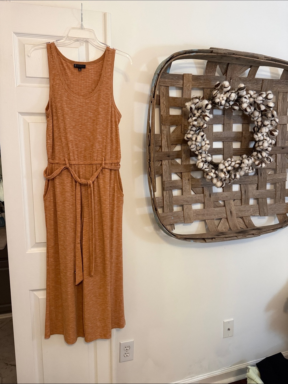 NWOT Bobeau Devin Melange Rusty Orange Ribbed Jumpsuit